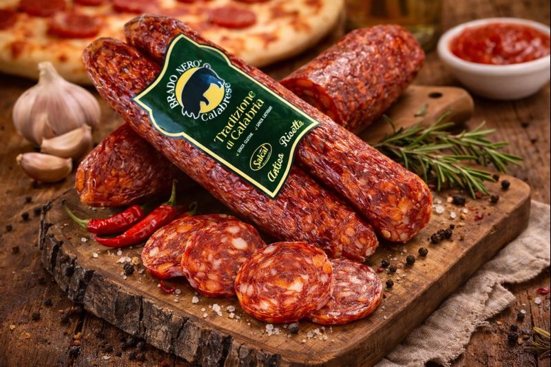 Scharfe Salami vom schwarzen Schwein aus Kalabrien