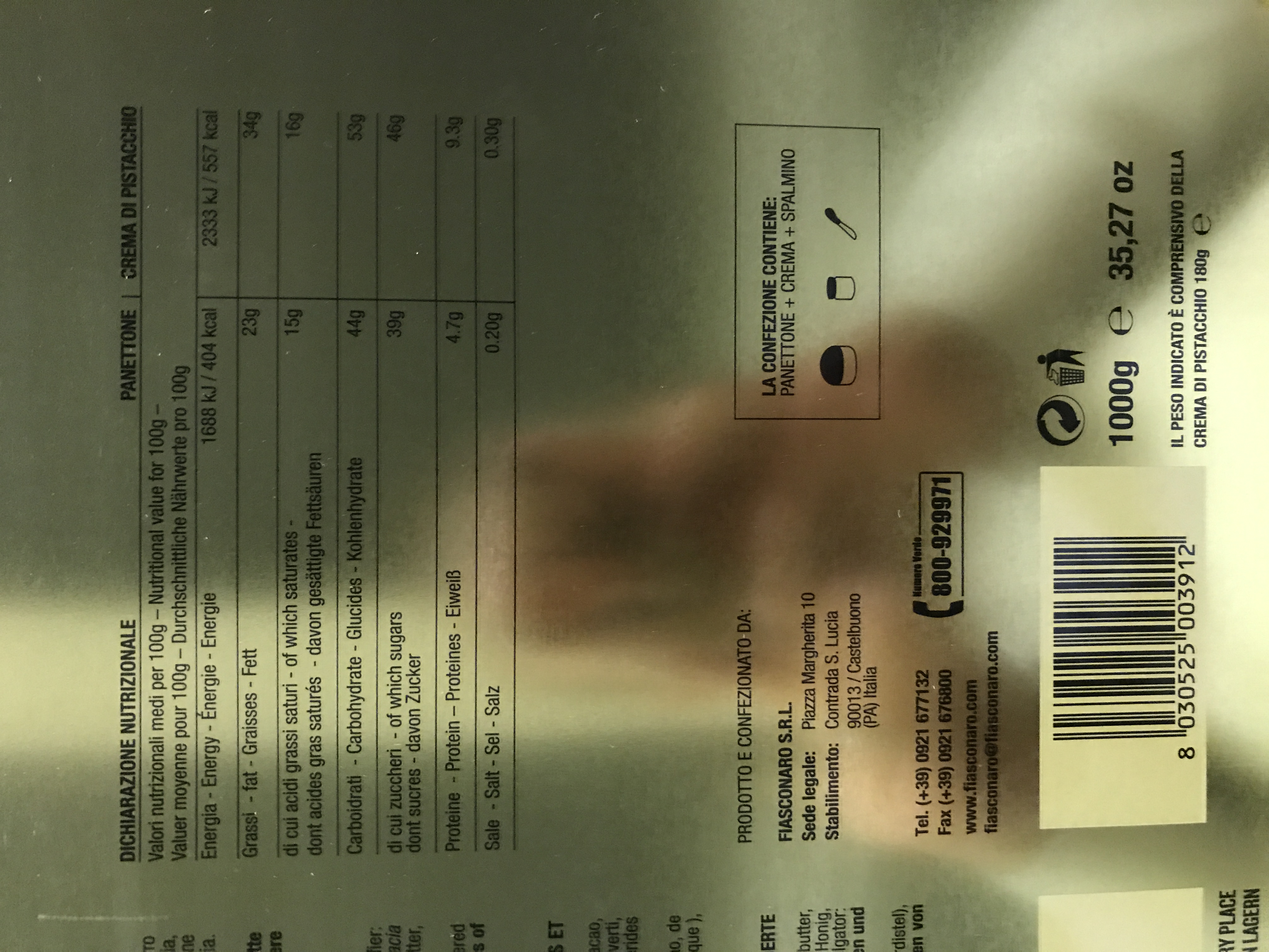 1Kg Dolce&Gabbana Panettone Pistaziencreme Limited Edition