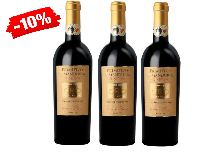 Angebot 3X Primitivo di Manduria Riserva ORO DOC limitiert 2017