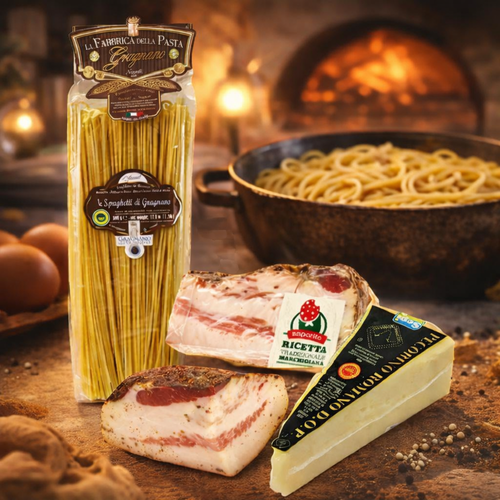 Set Zutaten Spaghetti Carbonara – Spaghetti, Guanciale, Pecorino
