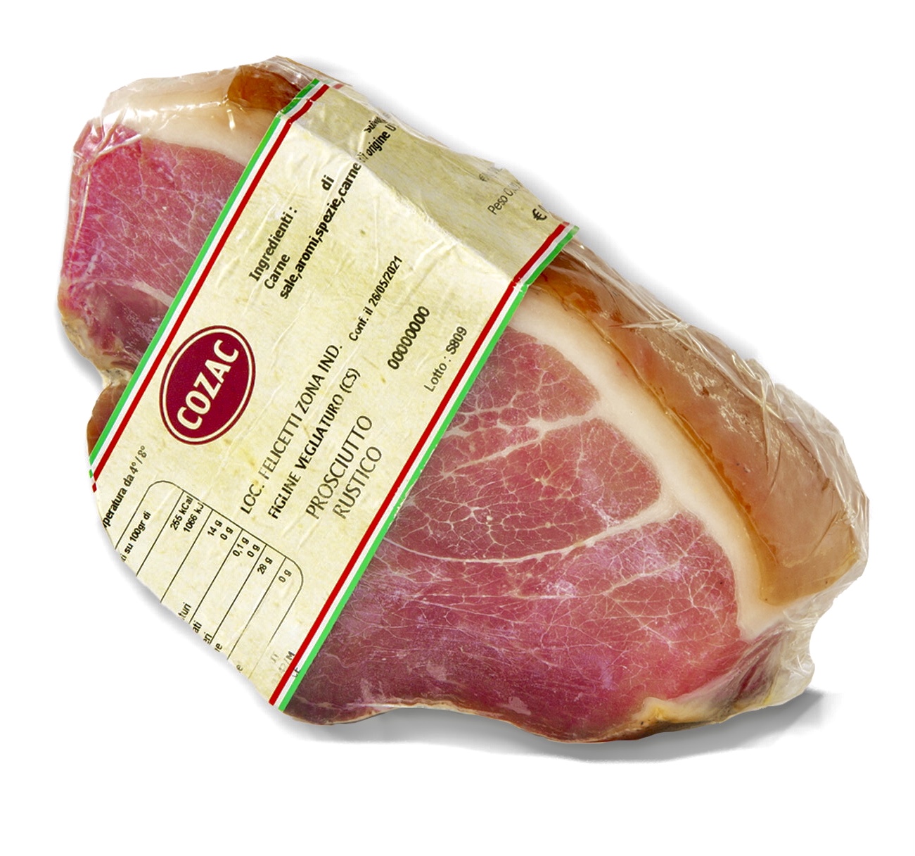 1Kg Prosciutto crudo rustico 18 Monate - Luftgetrochnete Schinken Rustikal aus Kalabrien