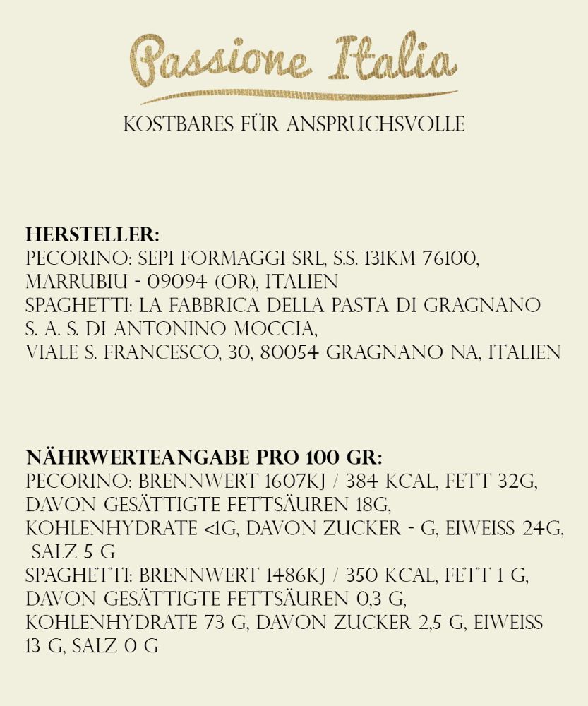 Set Spaghetti Cacio e Pepe – Spaghetti di Gragnano IGP & Pecorino Romano DOP