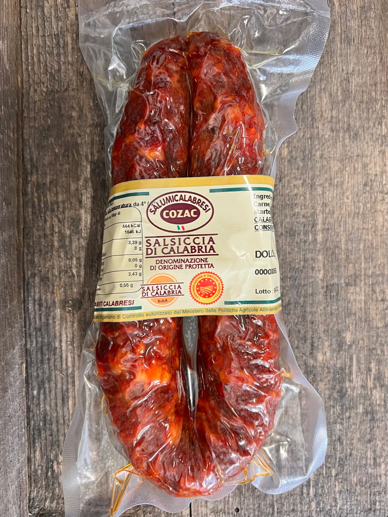 Scharfe Fenchel-Salsiccia Curva di Calabria DOP mit Chili und Wildfenchelsamen