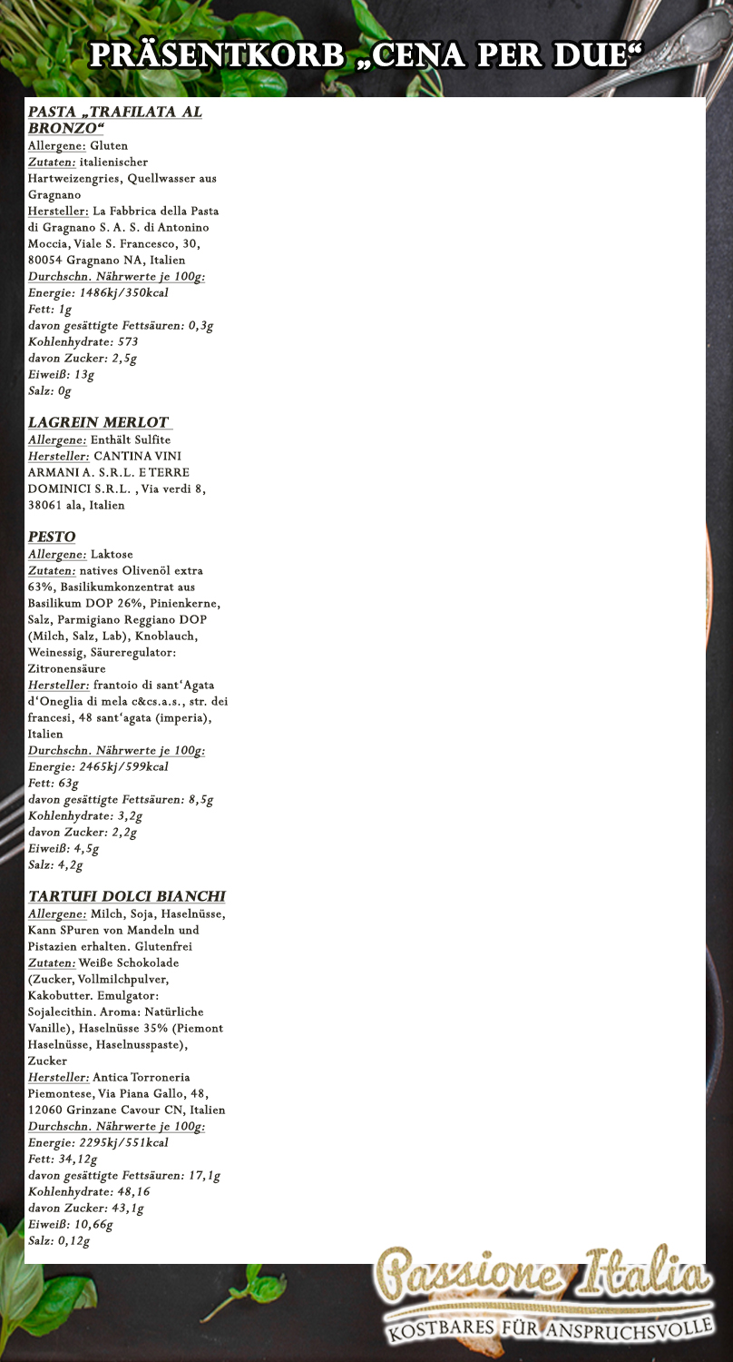 Geschenkset "Cena per Due"