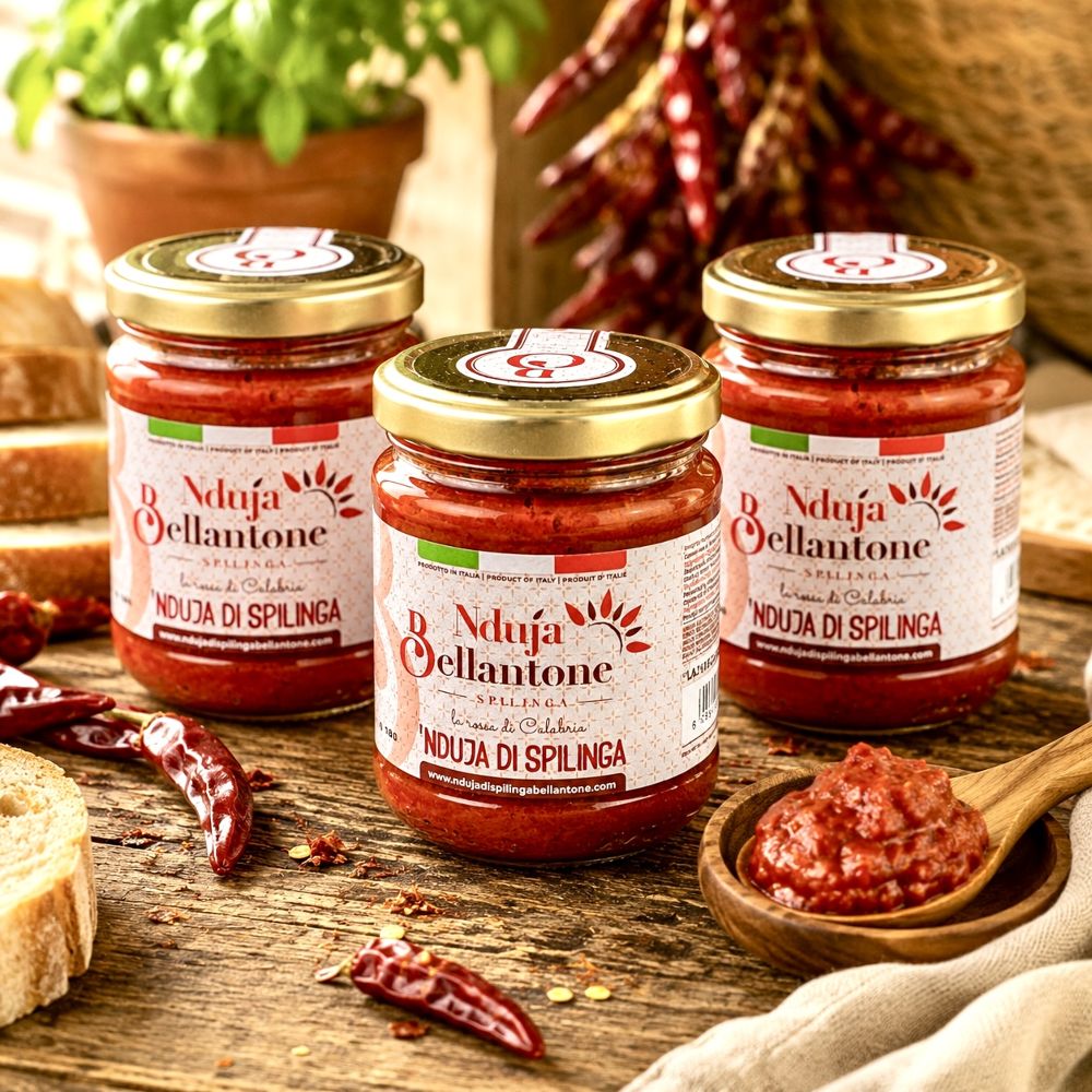 3X180gr scharfe Creme Nduja di Spilinga - Streichsalami mit 30% Chili aus Kalabrien