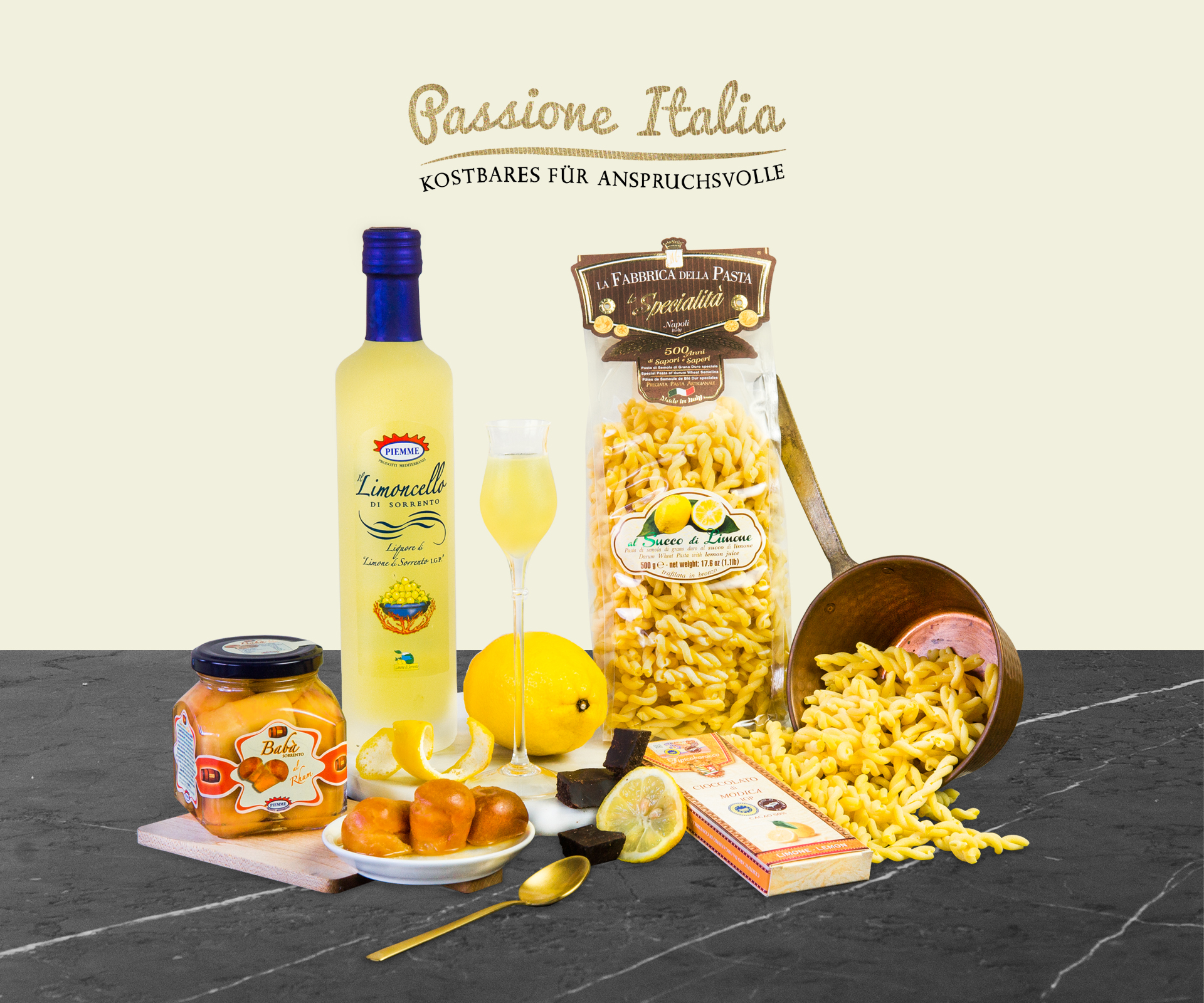 Fruchtiges Geschenkset "Amalfi" mit 0,5l Limoncello Baba