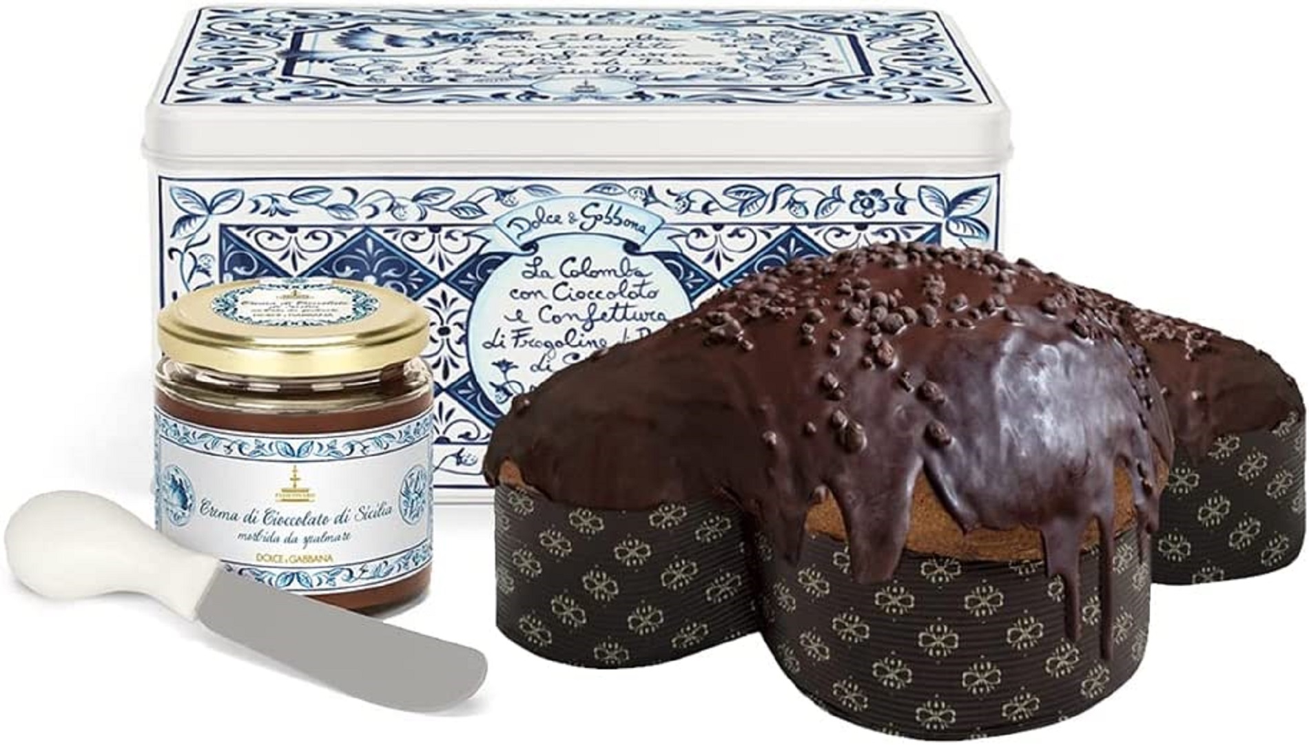 1Kg Blaue Design Dolce&Gabbana Colomba Schokolade + Creme + Messer