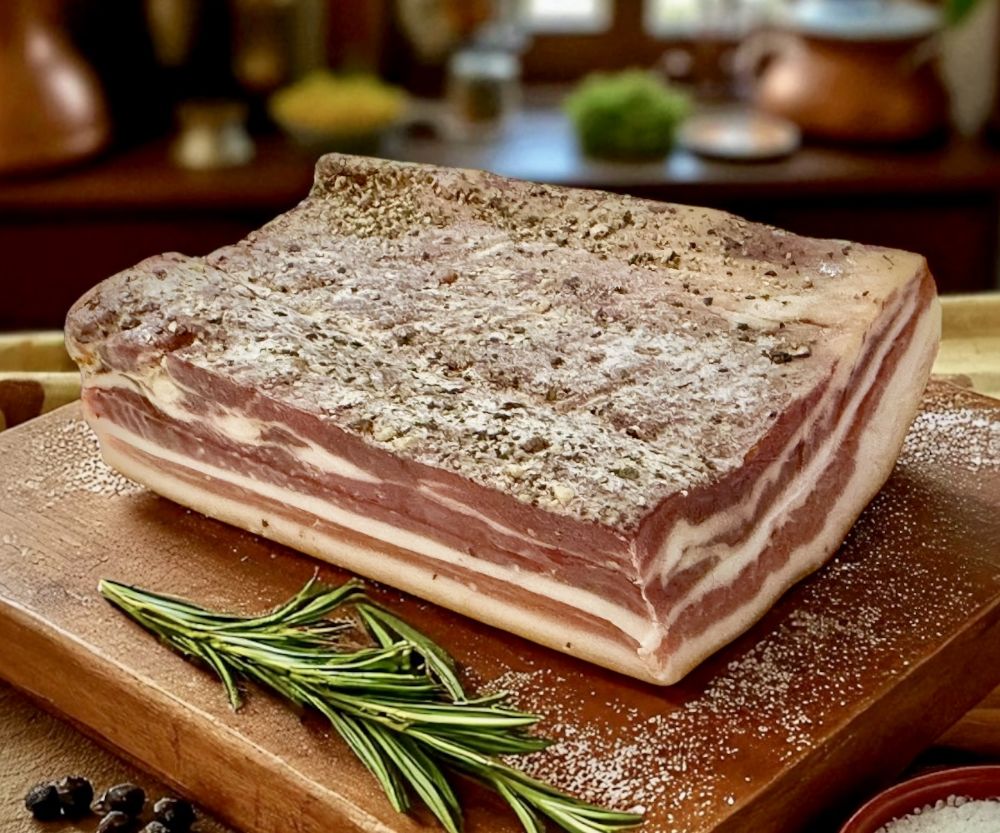 Speck Pancetta tesa di Calabria DOP gereift