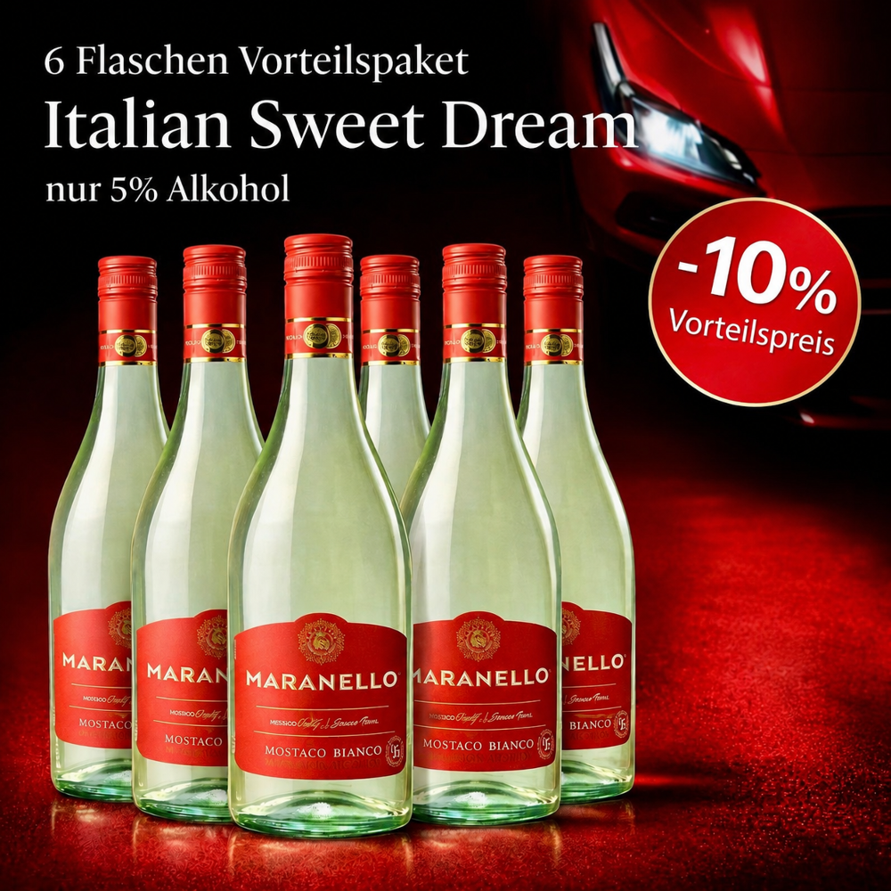 Maranello Mostaco Bianco Low Alcohol – Fruchtig, prickelnd & herrlich leicht