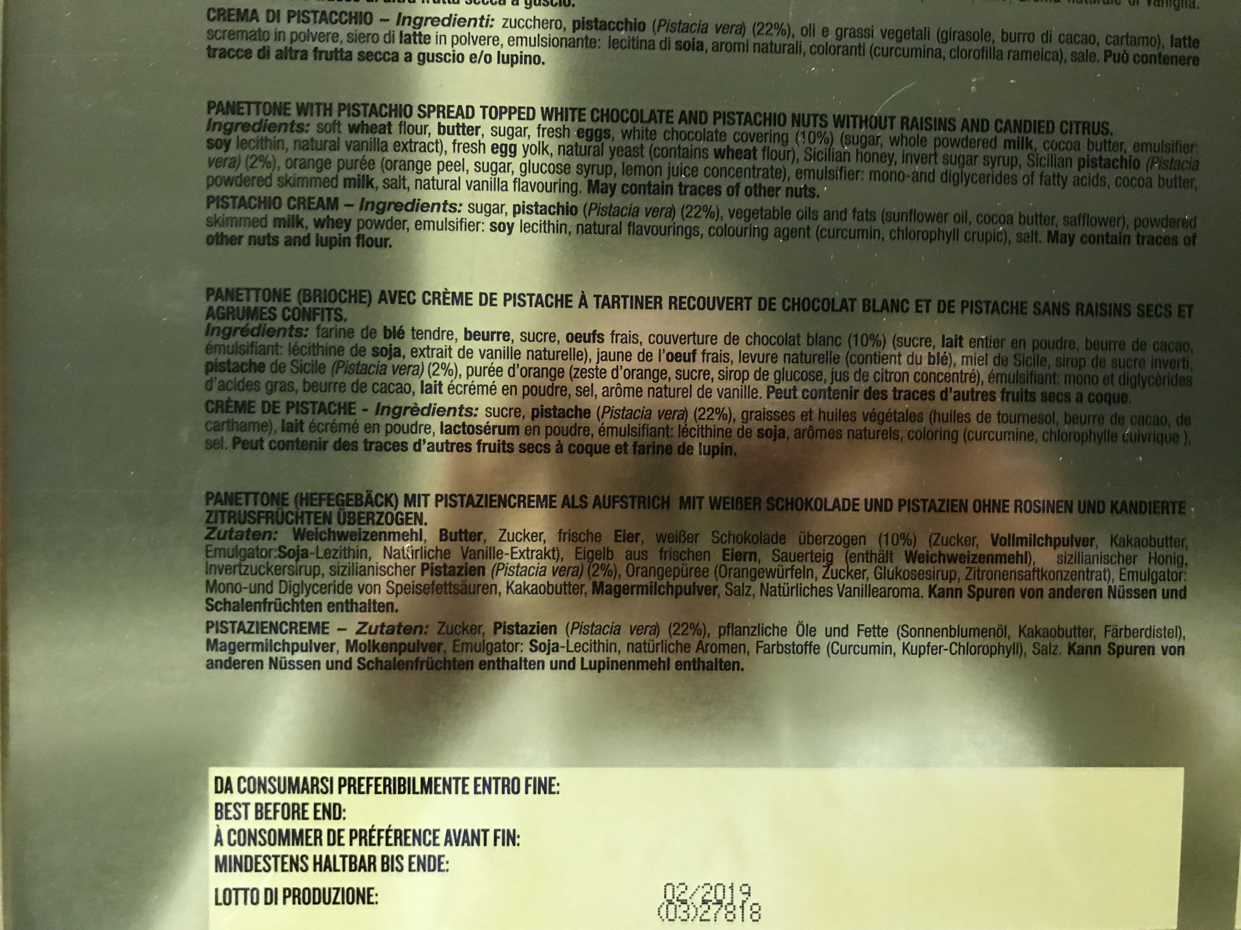 1Kg Dolce&Gabbana Panettone Pistaziencreme Limited Edition